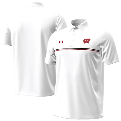Men's Under Armour Wisconsin Badgers Performance Drive Chest Stripe Polo