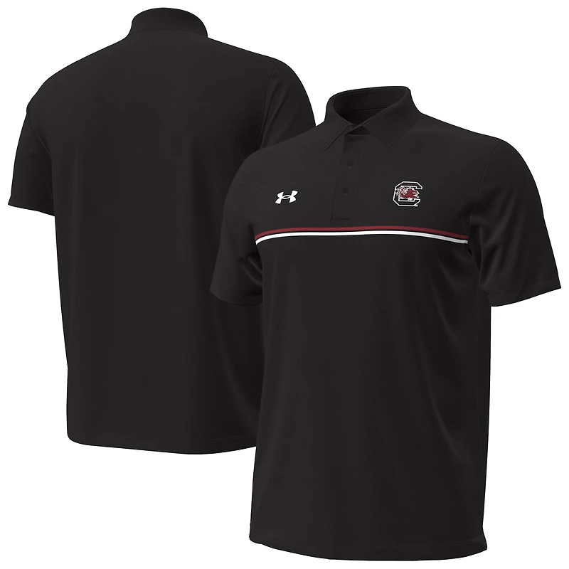 Men's Under Armour Black South Carolina Gamecocks Performance Drive Chest Stripe Polo