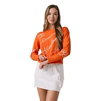 Women's Orange Clemson Tigers Love Note Embroidered Pullover Sweater
