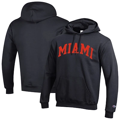 Men's Champion  Black Miami Hurricanes Basic Arch Fleece Pullover Hoodie