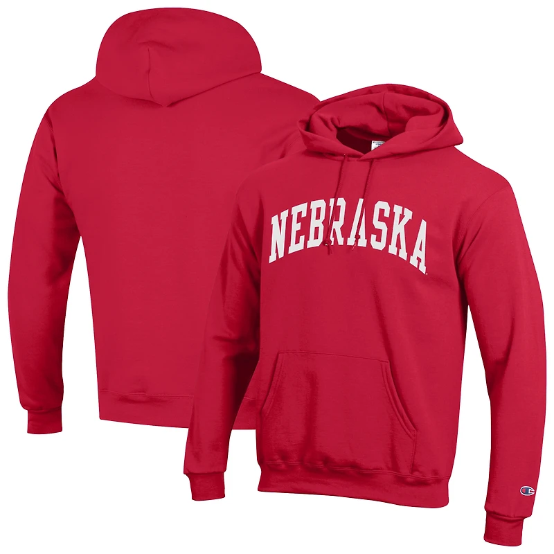 Men's Champion  Scarlet Nebraska Huskers Basic Arch Fleece Pullover Hoodie