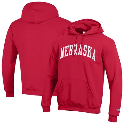 Men's Champion  Scarlet Nebraska Huskers Basic Arch Fleece Pullover Hoodie