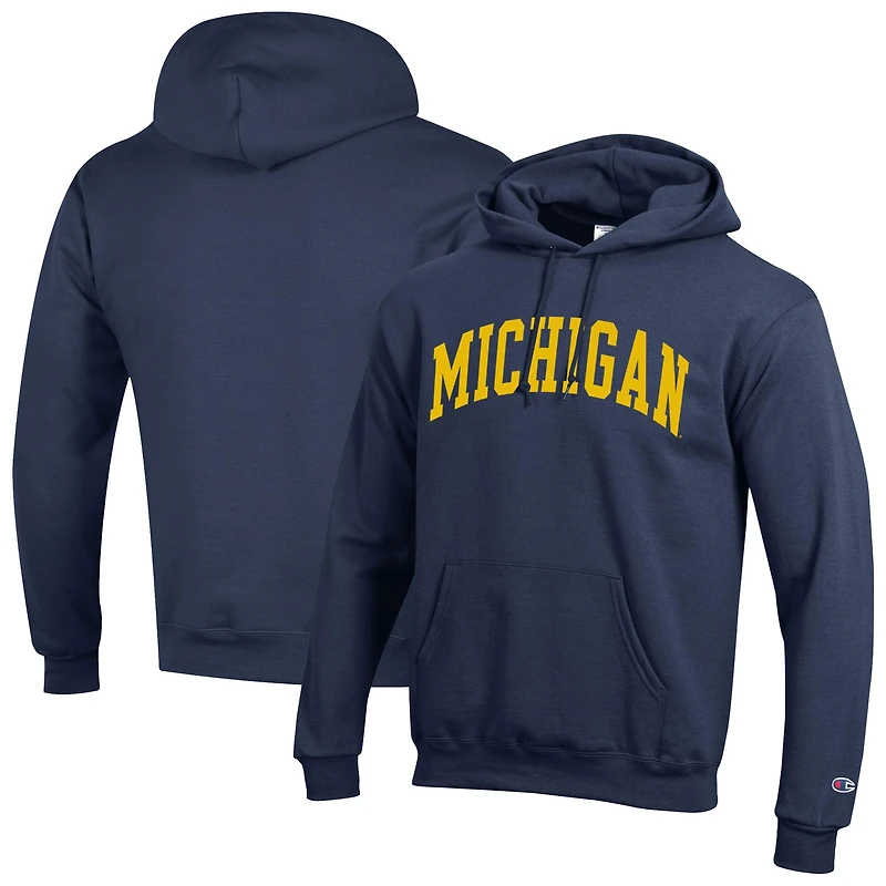 Men's Champion Navy Michigan Wolverines Basic Arch Fleece Pullover Hoodie