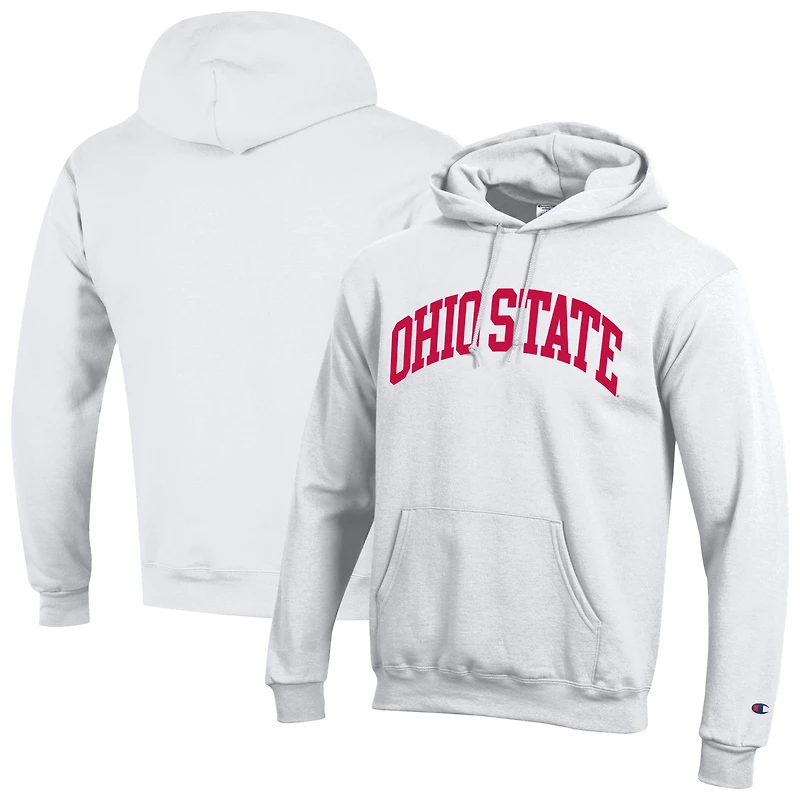 Men's Champion White Ohio State Buckeyes Basic Arch Fleece Pullover Hoodie