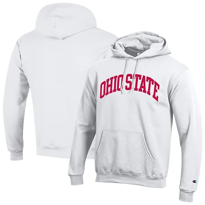 Men's Champion  White Ohio State Buckeyes Basic Arch Fleece Pullover Hoodie