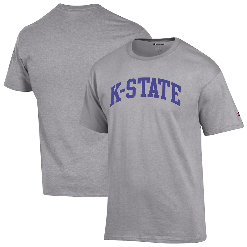 Men's Champion  Heather Gray Kansas State Wildcats Basic Arch T-Shirt