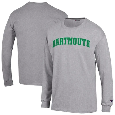 Men's Champion  Heather Gray Dartmouth Big Green Basic Arch Long Sleeve T-Shirt