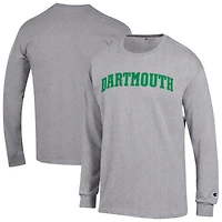 Men's Champion  Heather Gray Dartmouth Big Green Basic Arch Long Sleeve T-Shirt