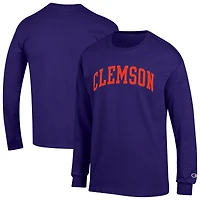 Men's Champion  Purple Clemson Tigers Basic Arch Long Sleeve T-Shirt