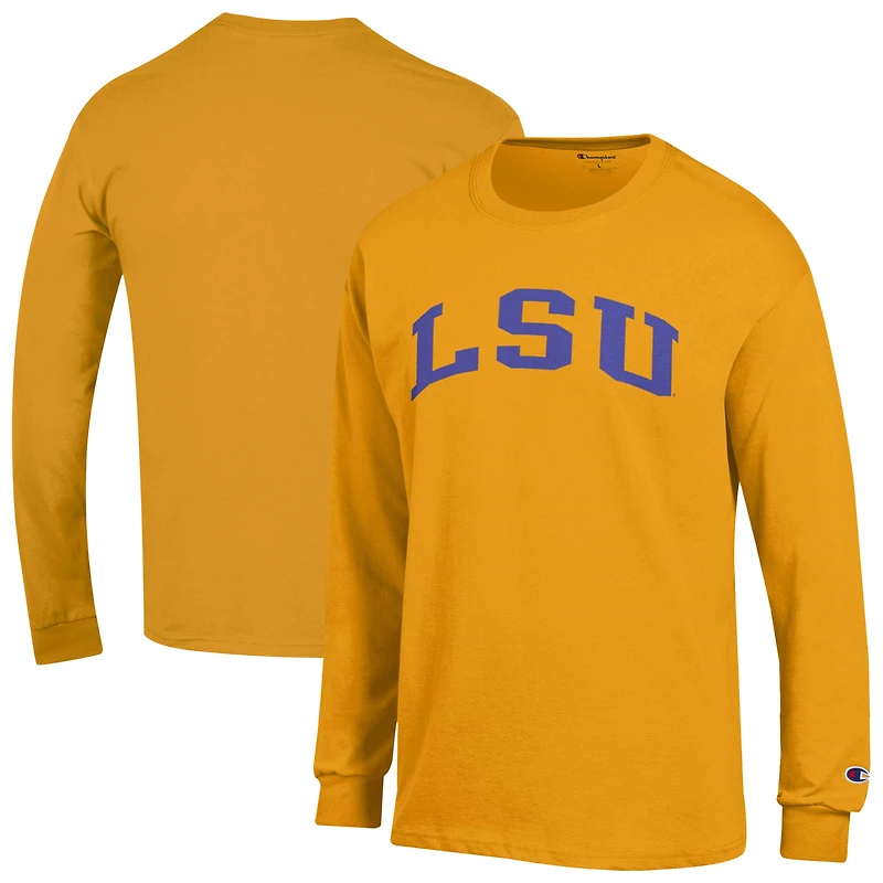 Men's Champion Gold LSU Tigers Basic Arch Long Sleeve T-Shirt