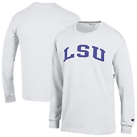 Men's Champion  White LSU Tigers Basic Arch Long Sleeve T-Shirt