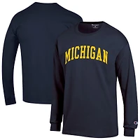 Men's Champion  Navy Michigan Wolverines Basic Arch Long Sleeve T-Shirt