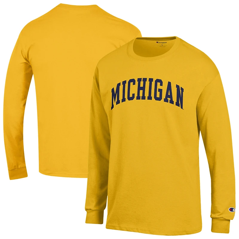 Men's Champion Maize Michigan Wolverines Basic Arch Long Sleeve T-Shirt