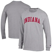 Men's Champion  Heather Gray Indiana Hoosiers Basic Arch Long Sleeve T-Shirt