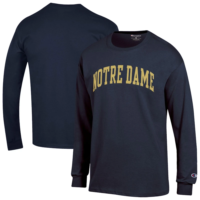 Men's Champion  Navy Notre Dame Fighting Irish Basic Arch Long Sleeve T-Shirt