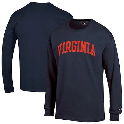 Men's Champion  Navy Virginia Cavaliers Basic Arch Long Sleeve T-Shirt