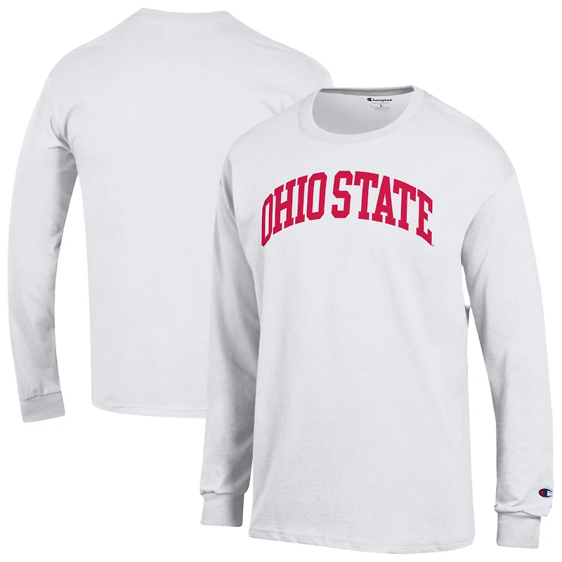 Men's Champion  White Ohio State Buckeyes Basic Arch Long Sleeve T-Shirt