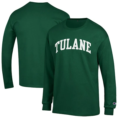 Men's Champion  Green Tulane Green Wave Basic Arch Long Sleeve T-Shirt