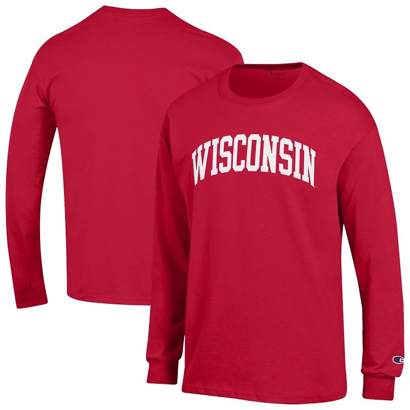 Men's Champion Wisconsin Badgers Basic Arch Long Sleeve T-Shirt
