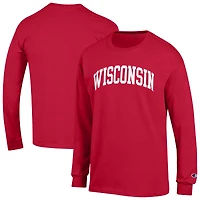 Men's Champion Wisconsin Badgers Basic Arch Long Sleeve T-Shirt