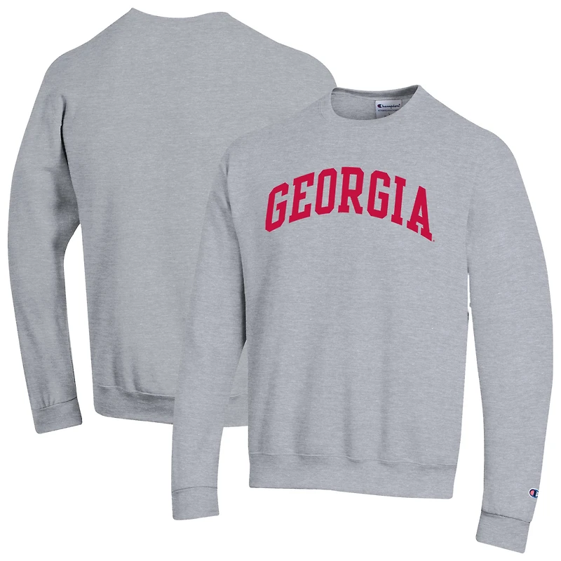 Men's Champion  Heather Gray Georgia Bulldogs Basic Arch Fleece Pullover Sweatshirt