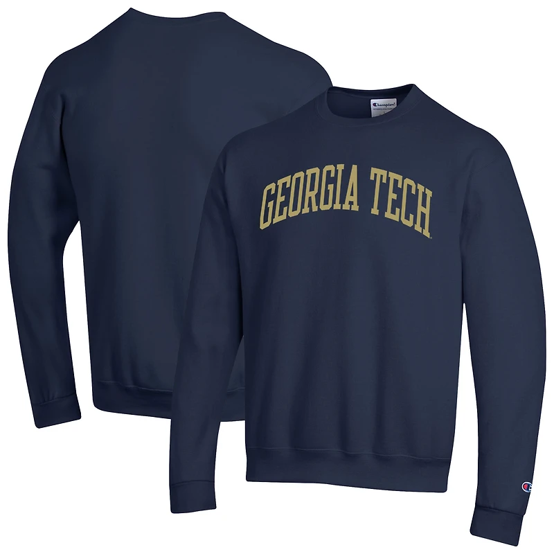 Men's Champion  Navy Georgia Tech Yellow Jackets Basic Arch Fleece Pullover Sweatshirt
