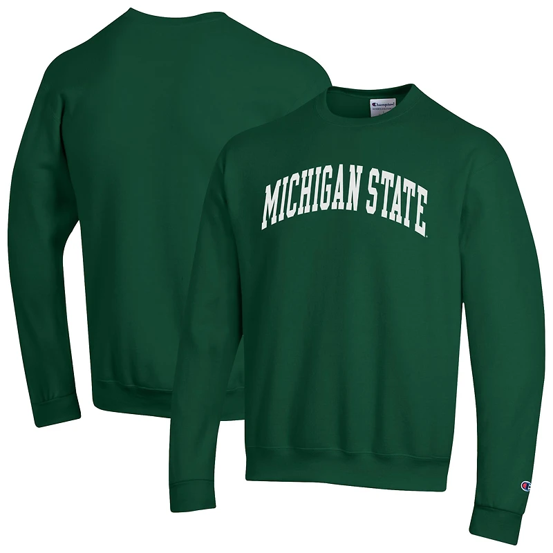 Men's Champion  Green Michigan State Spartans Basic Arch Fleece Pullover Sweatshirt