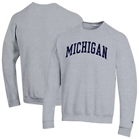 Men's Champion  Heather Gray Michigan Wolverines Basic Arch Fleece Pullover Sweatshirt