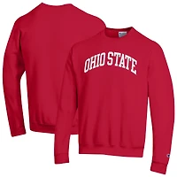 Men's Champion  Scarlet Ohio State Buckeyes Basic Arch Fleece Pullover Sweatshirt