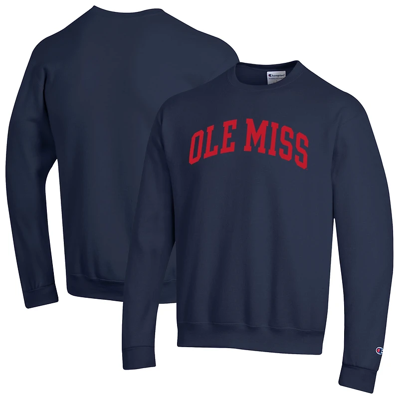 Men's Champion Navy Ole Miss Rebels Basic Arch Fleece Pullover Sweatshirt