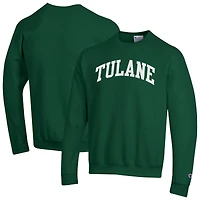 Men's Champion  Green Tulane Green Wave Basic Arch Fleece Pullover Sweatshirt