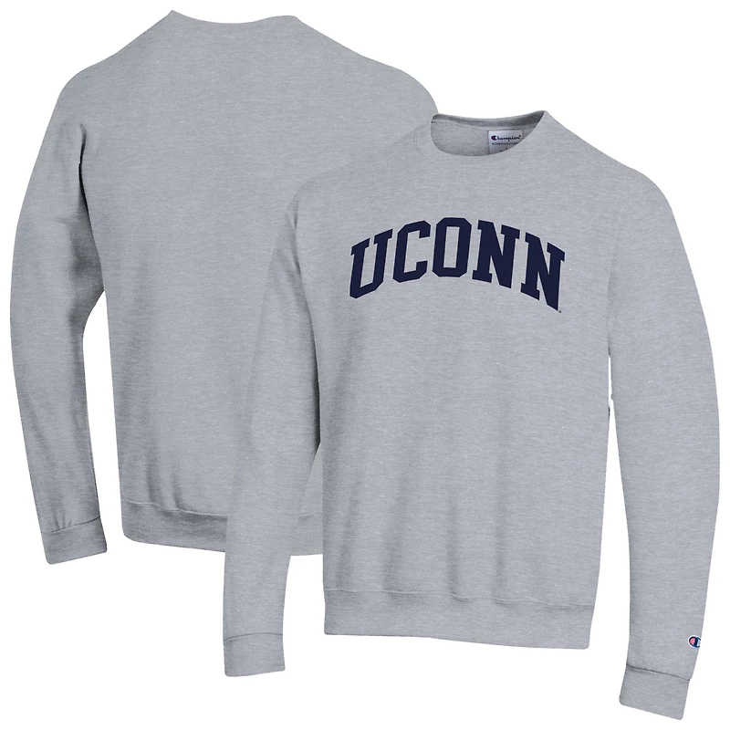 Men's Champion  Heather Gray UConn Huskies Basic Arch Fleece Pullover Sweatshirt