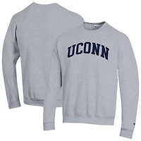 Men's Champion  Heather Gray UConn Huskies Basic Arch Fleece Pullover Sweatshirt