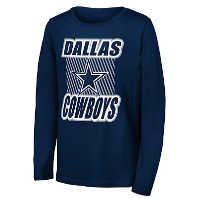 Youth Outerstuff Navy Dallas Cowboys Never Settle Long Sleeve T-Shirt