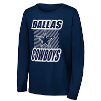 Youth Outerstuff Navy Dallas Cowboys Never Settle Long Sleeve T-Shirt