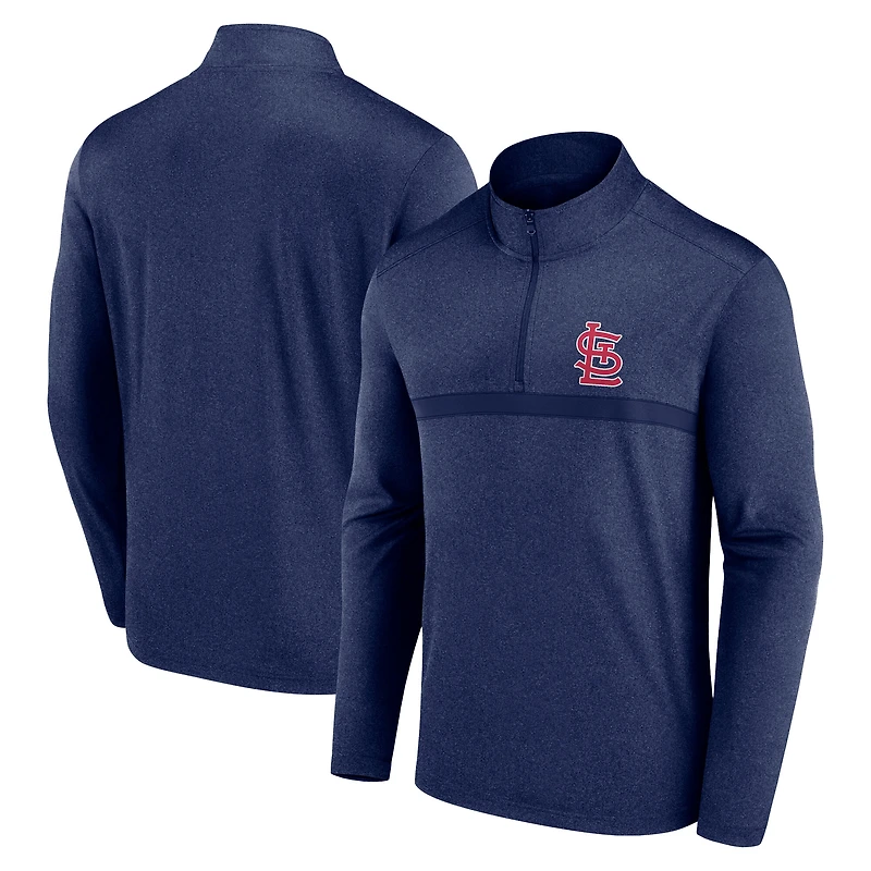 Men's Fanatics  Heather Navy St. Louis Cardinals Head-to-Head Quarter-Zip Pullover