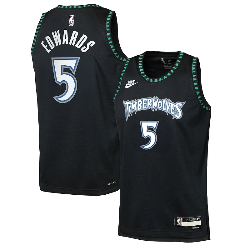 Youth Nike Anthony Edwards Black Minnesota Timberwolves Swingman Jersey - Classic Edition