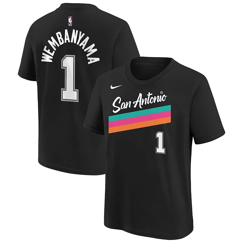 Youth Nike Victor Wembanyama Black San Antonio Spurs 2025/26 City Edition Name & Number T-Shirt