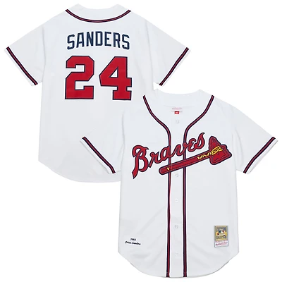 Men's Mitchell & Ness Deion Sanders White Atlanta Braves Cooperstown Collection 1992 Authentic Jersey