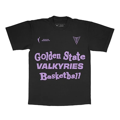 Unisex Playa Society Black Golden State Valkyries Wordmark T-Shirt