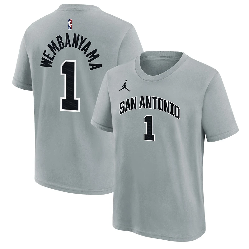 Youth Jordan Brand Victor Wembanyama Silver San Antonio Spurs Name & Number T-Shirt - Statement Edition