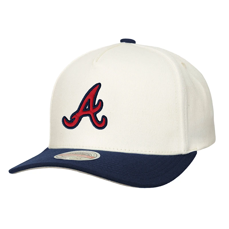 Men's Mitchell & Ness  Cream Atlanta Braves Stretch-Snapback Hat