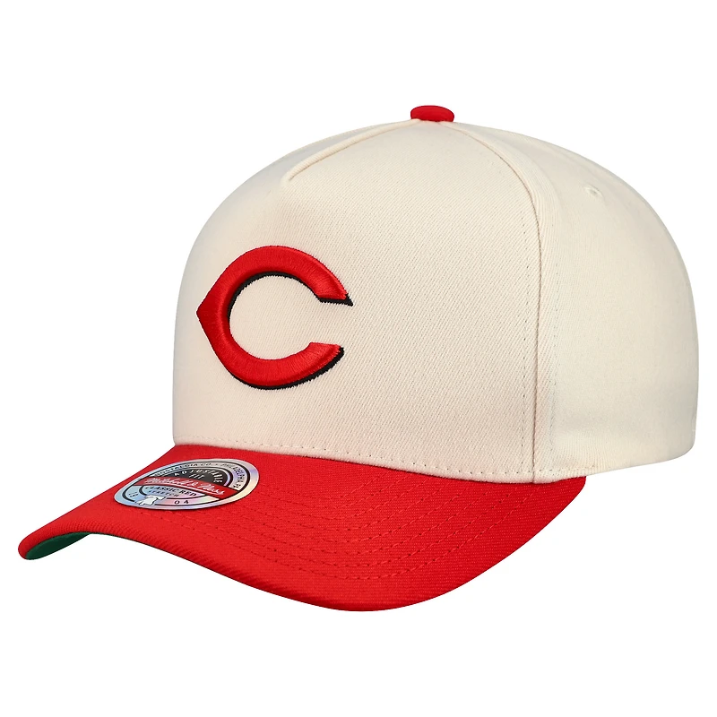 Men's Mitchell & Ness Cream Cincinnati Reds Stretch-Snapback Hat