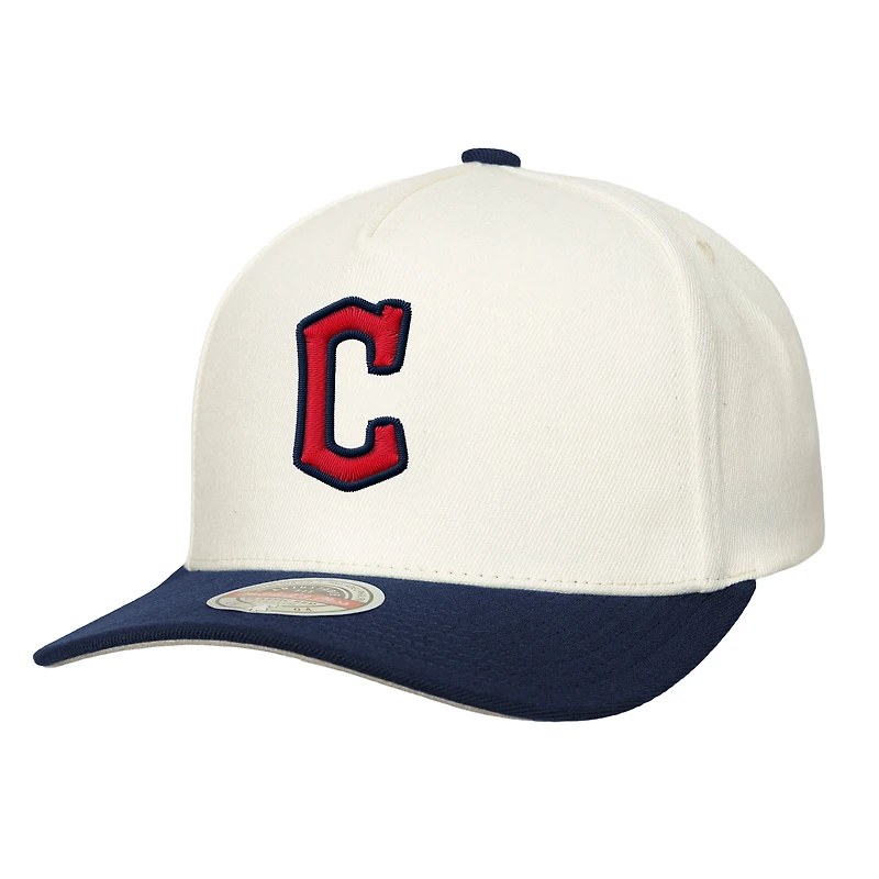 Men's Mitchell & Ness  Cream Cleveland Guardians Stretch-Snapback Hat