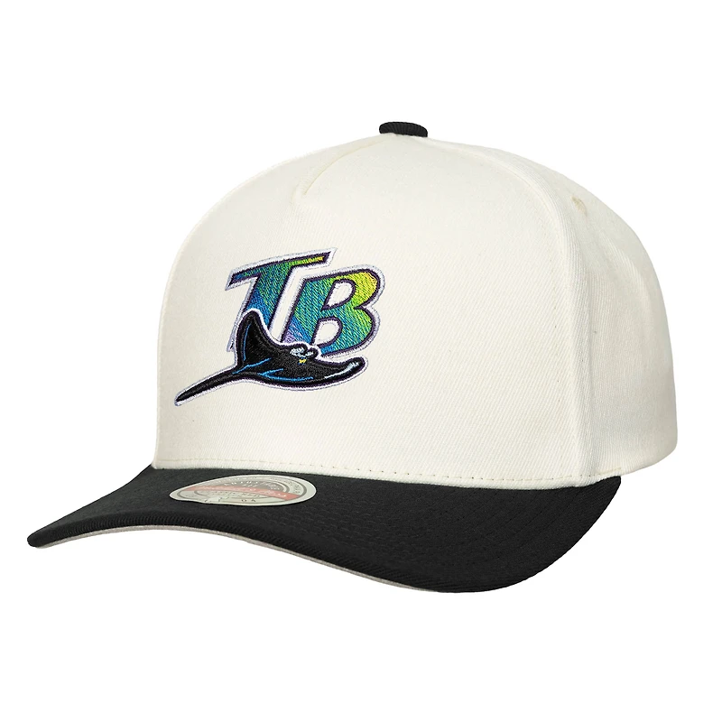 Men's Mitchell & Ness  Cream Tampa Bay Rays Coop Stretch-Snapback Hat