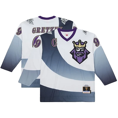 Men's Mitchell & Ness Wayne Gretzky White Los Angeles Kings Big Tall 1995-96 Blue Line 2.0 Jersey