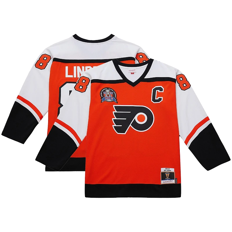 Men's Mitchell & Ness Eric Lindros Orange Philadelphia Flyers Big Tall 1996-97 Blue Line 2.0 Jersey