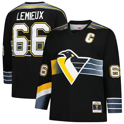 Men's Mitchell & Ness Mario Lemieux Black Pittsburgh Penguins 1996/97 Blue Line 2.0 Jersey