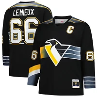 Men's Mitchell & Ness Mario Lemieux Black Pittsburgh Penguins 1996/97 Blue Line 2.0 Jersey