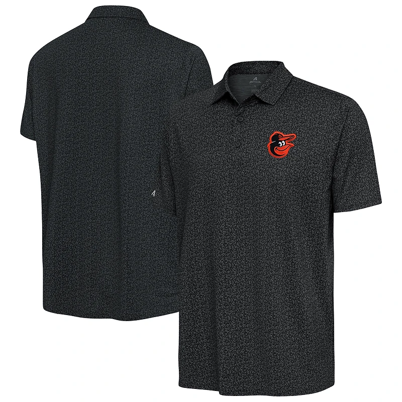 Men's Antigua Black Baltimore Orioles Blooming Polo